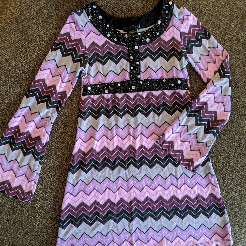 Flowers By Zoe Purple & Sparkle Dress